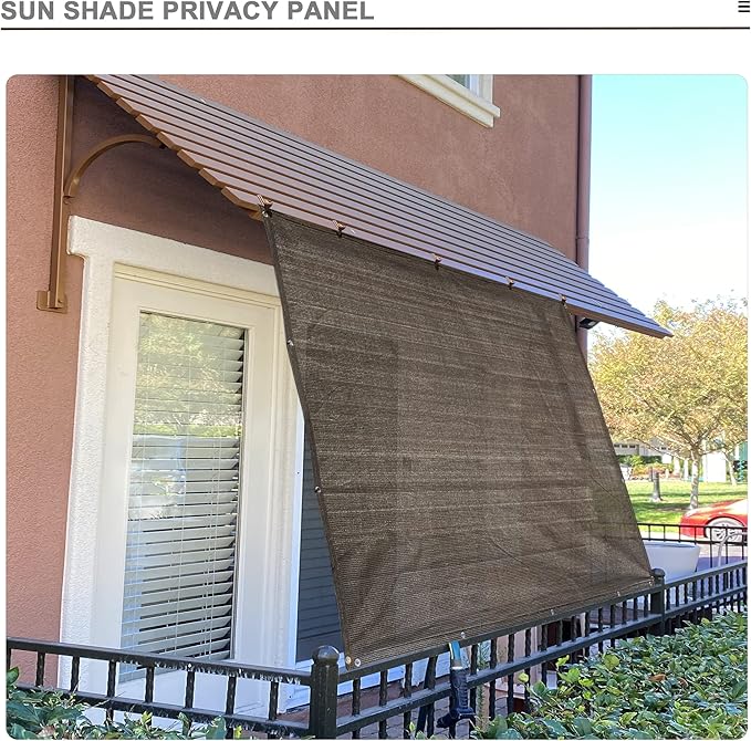 Alion Home Sun Shade Privacy Panel with Grommets and Hems on 4 Sides for Patio, Awning, Window, Pergola or Gazebo - Mocha Brown (12' x 10')