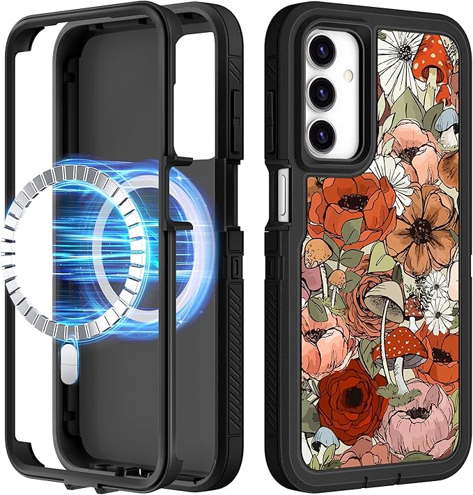 for Samsung Galaxy A15 5G Phone Case - Compatible with MagSafe Women Cute Girls Magnetic Protective Cover Girly Kawaii Mushroom Design Heavy Duty Shockproof for Samsung A15 5G Case 6.5"