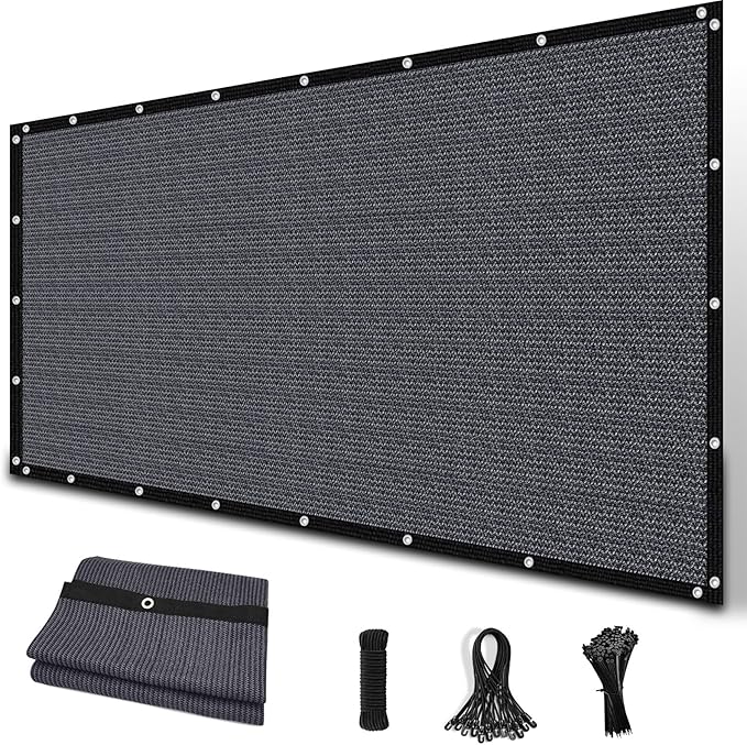 Amagenix 90% Sun Shade Cloth with Grommets, 5' x 12' Pergola Replacement Shade Cover Canopy Privacy Screen for Outdoor Patio Garden, Blue Gray (We Customized)