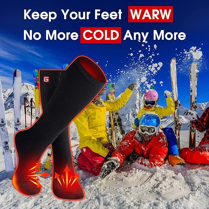 Autocastle Heated Socks for Men Women - Rechargeable Battery Electric Socks for Chronically Cold Feet - Winter Warm Thermal Washable Unisex Foot Warmer for Hunting Skiing Cycling