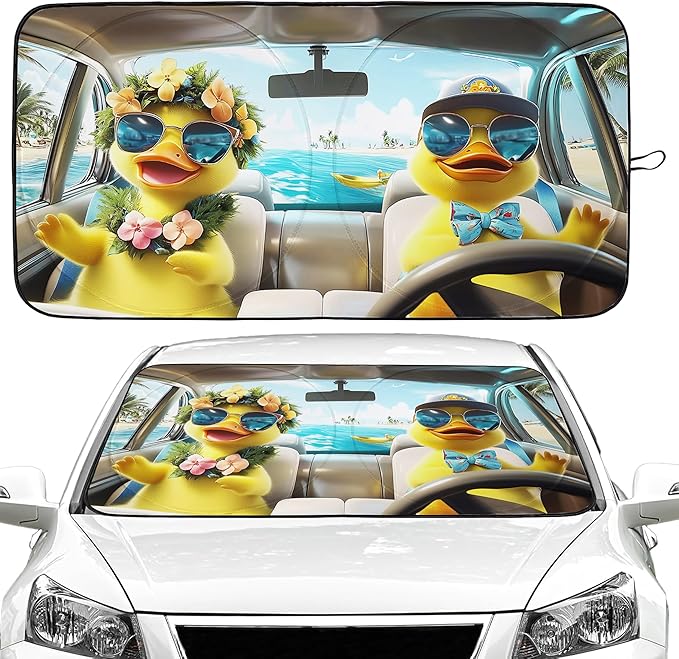 Ducks Car Windshield Sun Shade Foldable Sunshade Front Window Cover Sun Visor Protector Accessories (59x27.5 inches)