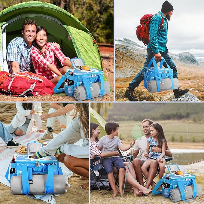 Tirrinia Soft Cooler Bag 24 Cans, Insulated Leakproof Portable Cooler with Lightweight & Adjustable Strap - Small Beach Cooler for Camping, Travel, Car, Picnic, Lunch Cooler Box