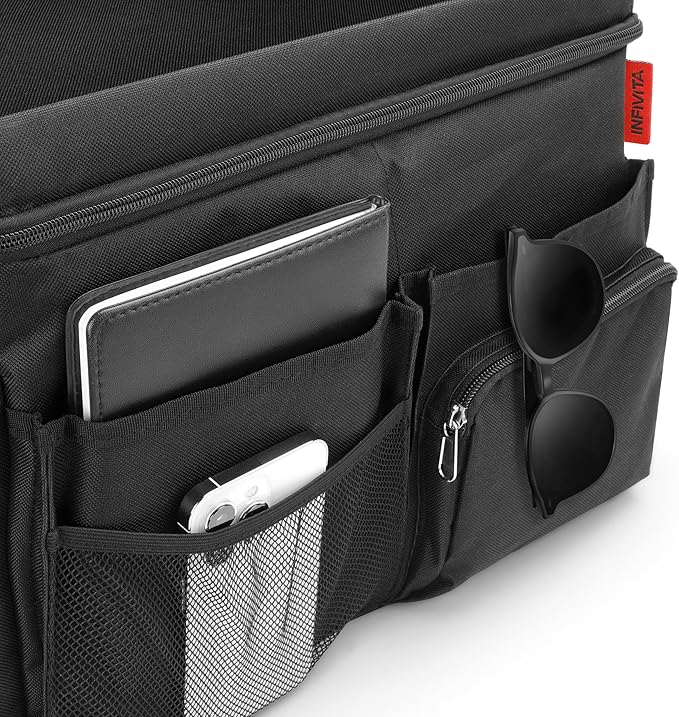 Waterproof Car Organizer with Lid, Car Cooler Bag with Cup Holder and Tissue Box