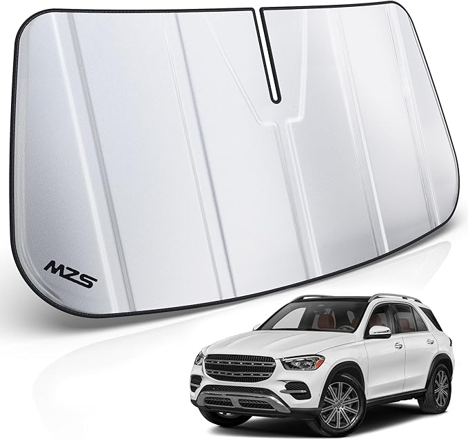MZS Windshield Sun Shade Compatible with GLE 350 450 580 SUV 2020-2026 / GLS 2020-2026, Foldable Front Window Sunshade with Storage Pouch, Sun Visor Shield for Interior Protector