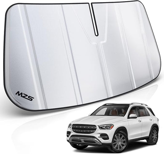 MZS Windshield Sun Shade Compatible with GLE 350 450 580 SUV 2020-2026 / GLS 2020-2026, Foldable Front Window Sunshade with Storage Pouch, Sun Visor Shield for Interior Protector