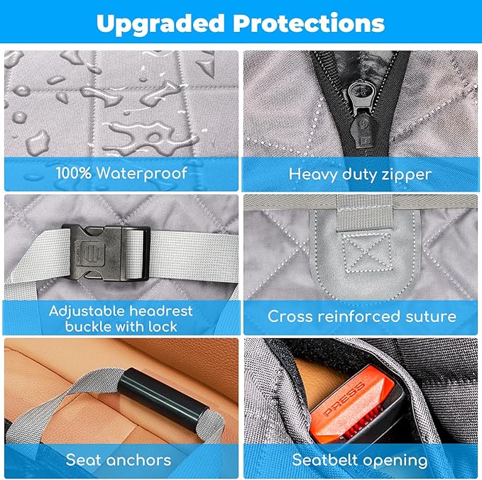 URPOWER 2026 Upgraded Back Seat Extender for Dogs - Large Hard Bottom Dog Car Seat Cover Holds 550lbs, Waterproof Dog Hammock Pet Bed with High-Density Foam Non-Slip Backseat Protector