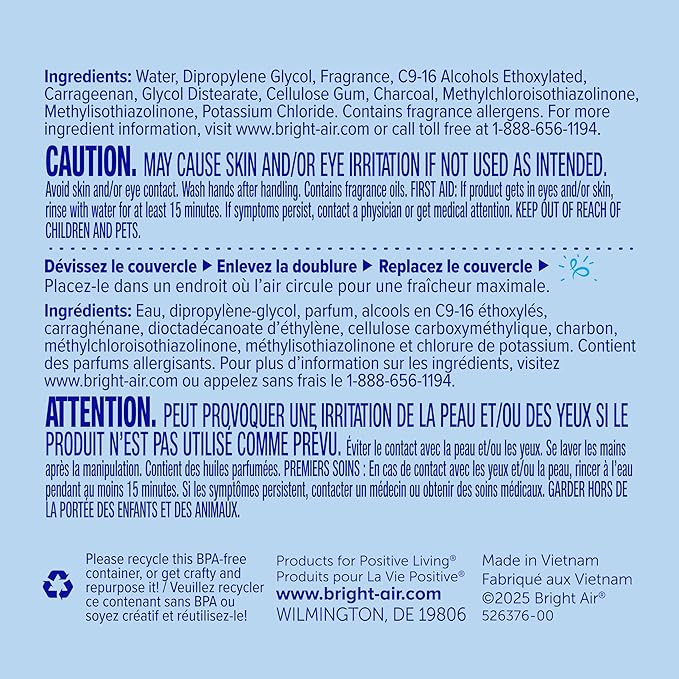 Bright Air 14 oz Odor Eliminator Gel, Light & Pure Unscented, Case of 6, Lasts up to 90 Days