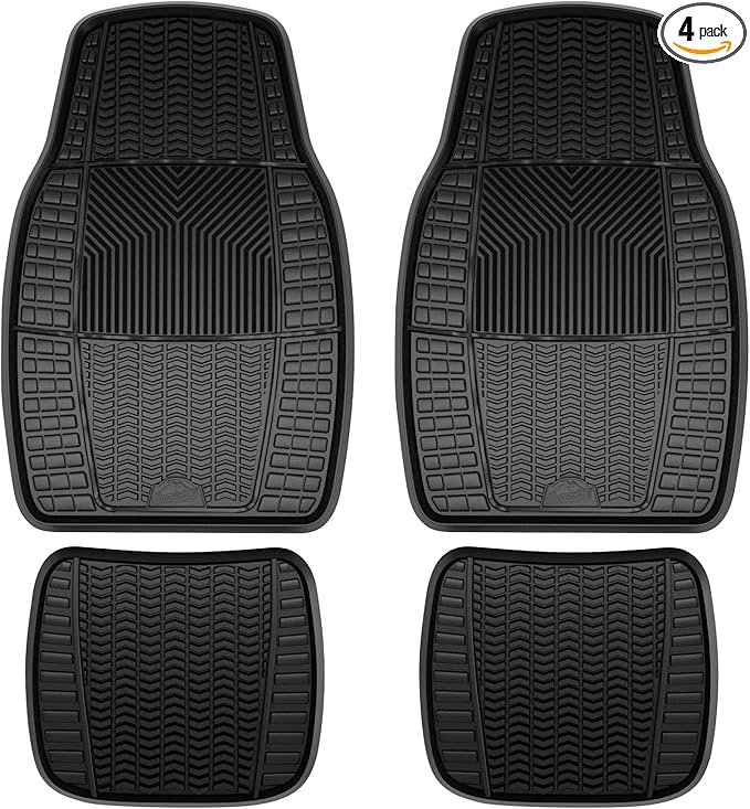 Armor All Floor Protector, Universal Floor Mats for Cars, Trucks, and SUVs, All-Season & Heavy-Duty Mats, No-Trim Fit for Easy Installation, Premium Quality and Easy to Clean, Black (4-Piece)