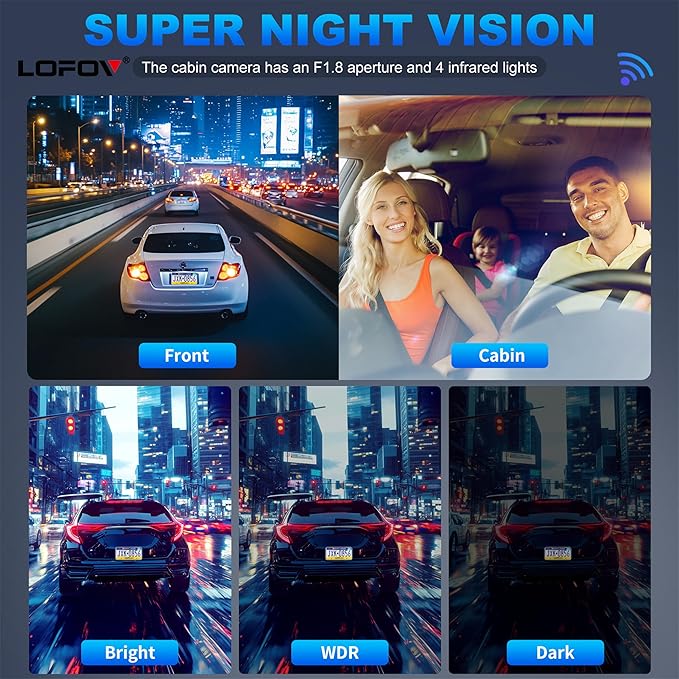 4 Channel Dash Cam 360° View, 2K Front and Rear Inside, Left Right Dash Camera for Cars, 8 IR Lamps Night Vision, 5G WiFi & APP Control, G-Sensor, Parking Mode, with a Free 64GB SD Card