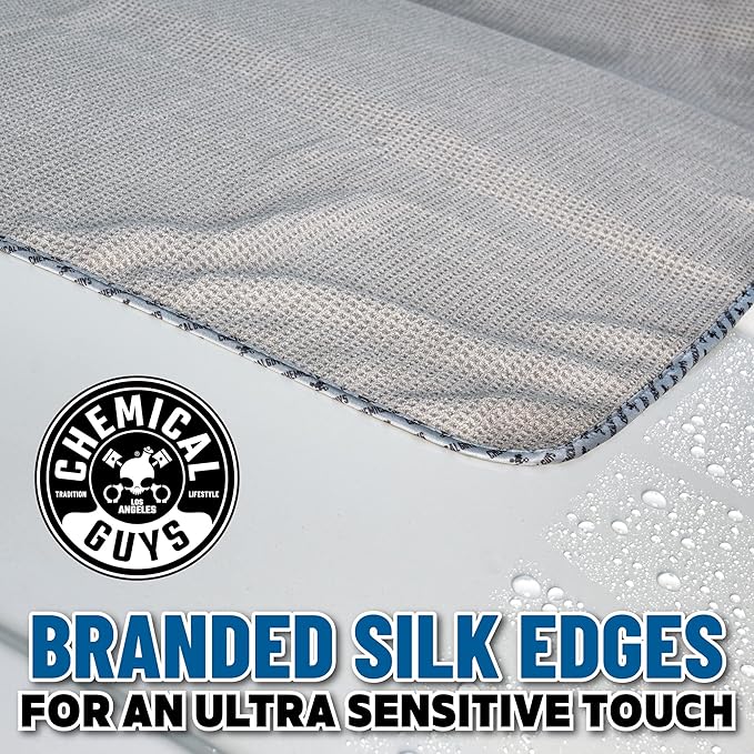 Chemical Guys Waffle Weave Gray Matter Microfiber Drying Towel - 25" x 36", Premium Blend Microfiber Towel with Soft-Banded Edging for Scratch-Free Car Drying, Ultra Absorbent