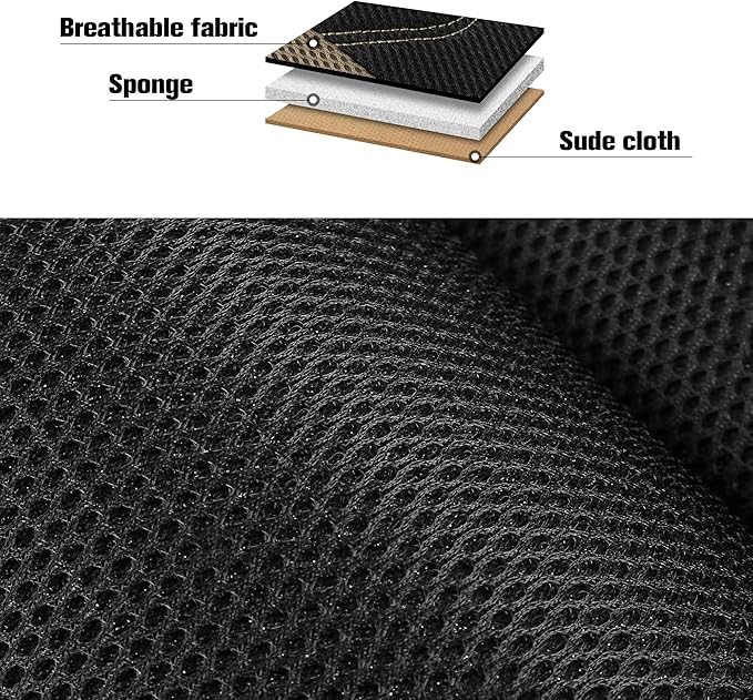 CAROMOP 3D Air Mesh Car Seat Covers 2 Front Seats,Breathable and Durable Seat Covers for Cars,Universal Fit for SUV,Vans,sedans, Trucks, Automotive Interior Covers(Black/Beige)