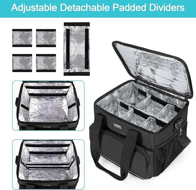 Trunab Insulated Medical Bag with Adjustable Dividers, Medicine Supplies Water-Resistant Bag for Home, Travel, Camping, Empty Bag - Patented Design,Black