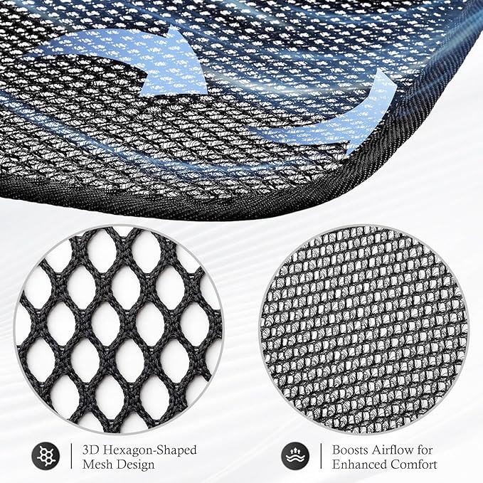 2 Pack Breathable Mesh Car Seat Cushion - Black Double 3D Air Cool Chair Seat Pad for Truck, SUV, Van, Car Universal Fit
