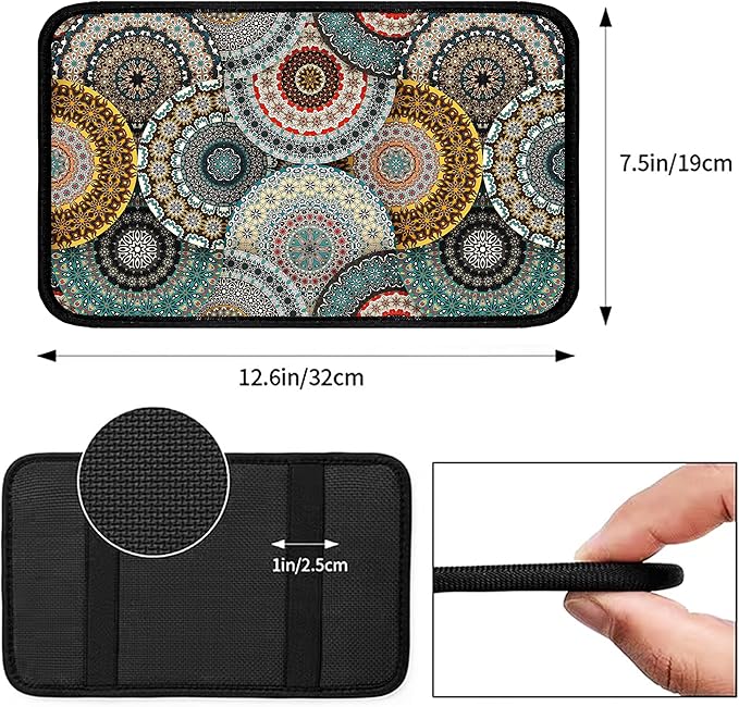 Bohemian Universal Armrest Cover Pad, Car Center Console Cushion Pad, Protect from Pet Claws, Dirt, and Sticky Fingers, Comfortable Car Decor Accessories Fit for Most Cars, Vehicles, SUVs