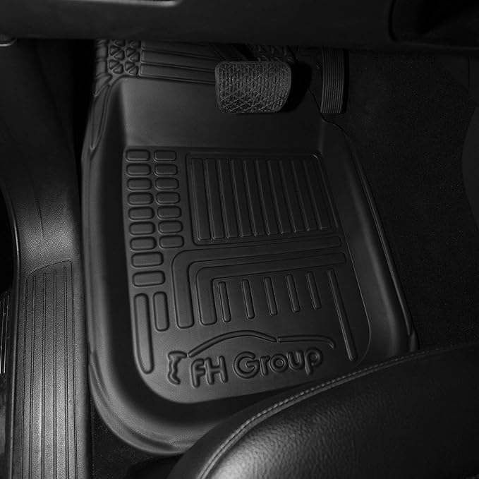 FH Group Automotive Floor Mats - Deep Dish Floor Mats, TPO Plastic Climaproof Floor Mats for Cars, Universal Fit, Trimmable Car Floor Mats, Full Set, Floor Mats for Sedan, SUV, Truck Floor Mats Black