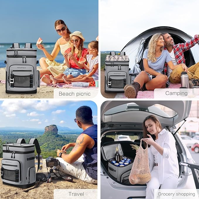 Large Waterproof Insulated Cooler Backpack for Men & Women, Leak Proof Cooler Backpack for Camping, Beach, Fishing, Picnic, Travel, Outdoor, 30L, 48Cans