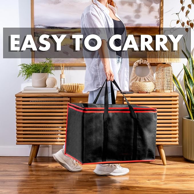 Carrywell (Not Made In China) Insulated Food Delivery Bags, XXXL Pizza Delivery and Reusable Warming Bag For Catering, Thermal Insulation Tote for Hot and Cold Food, Doordash