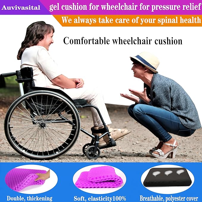 Plus Size Gel Seat Cushion for Long Sitting, Extra Large and Thick, Seat Cushion for Back, Hip, Sciatica, Tailbone Pain Relief, Use for The Office, Wheelchair, Car, Recliner, Truck.(Rose red)