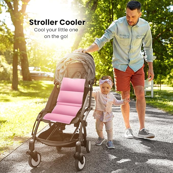 Swanoo Car Seat Cooling Pad, Stroller Cooling Pad with 8 Ice Pack for Babies Toddler and Kids, Sun and Heat Cover Protector for Summer Carseat Cooler Liner Pink