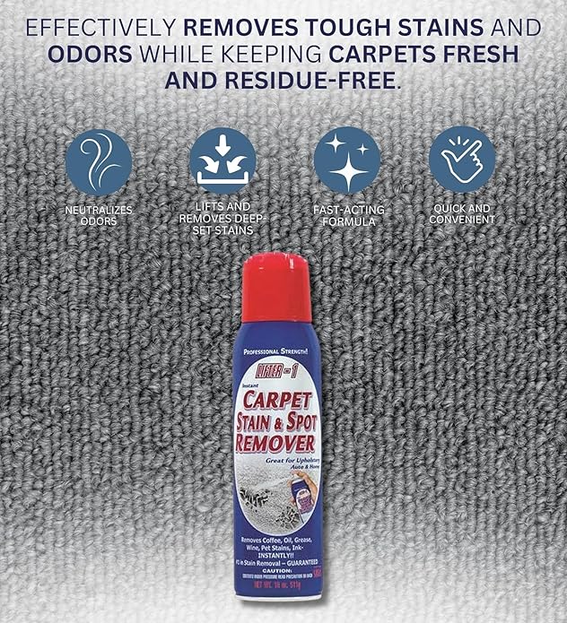 Lifter-1 Carpet Stain & Spot Remover Spray 18 oz Bundle with Microfiber Cloth - Effortless Carpet Stain Remover - Quick and Easy Carpet Cleaner Spray for Tough Stains - (3 Items)