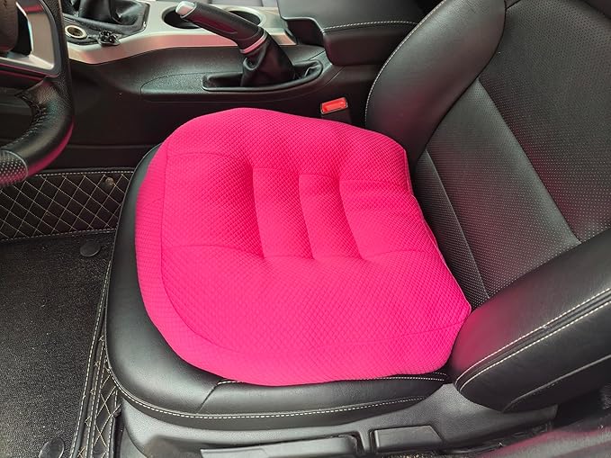 Adult Booster Seat Cushion for Car Height Increase Thick Pad for Office Chair Rocking Chair Floor Pillow Back Pain Coccyx Pain Relief, Carry Handle-Hot Pink