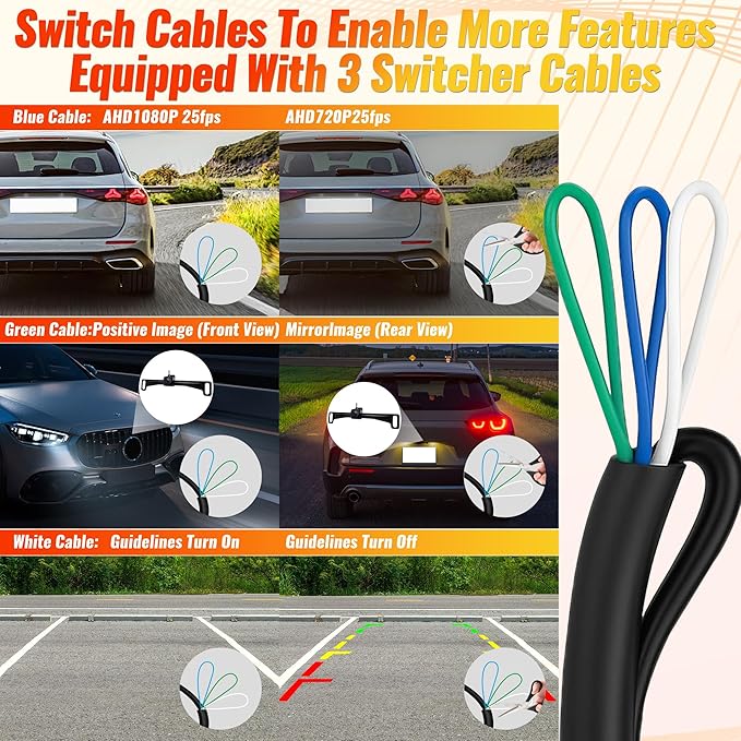 AHD 1080P License Plate Backup Camera - Car Reversing Camera with Clear Night Vision & IP69K Waterproof -170 Degree Wide Angle Rear View Camera - for Vehicle Car Truck SUV RV Reverse Parking