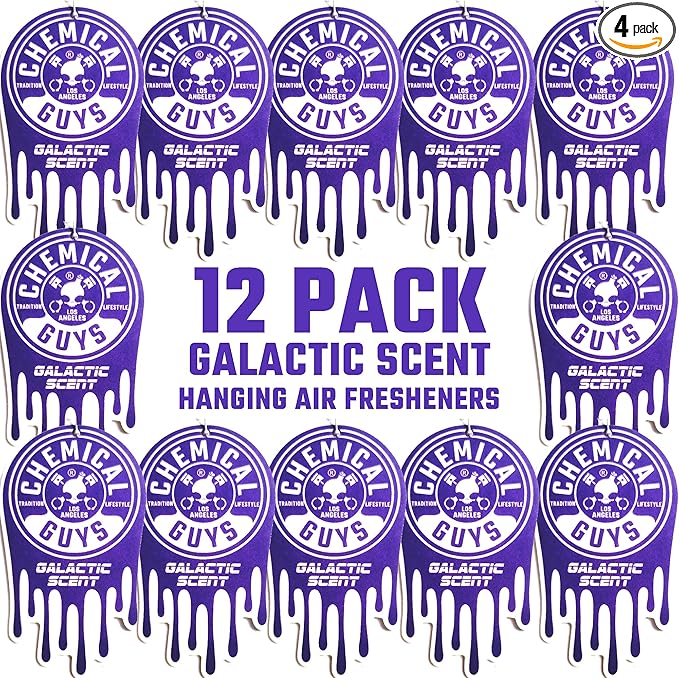 Chemical Guys Hanging Air Freshener, Galactic Scent 12 Pack, Great for Cars, Trucks, SUVs, RVs, Home, Garage, Workspace, Dorm Room & More (4 x 3 Packs) - AIR42304