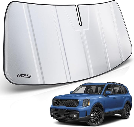 MZS Windshield Sun Shade Compatible with Telluride 2020-2026, Foldable Car Front Window Sunshade with Storage Pouch, Sun Visor Shield Accessories for Interior Protector