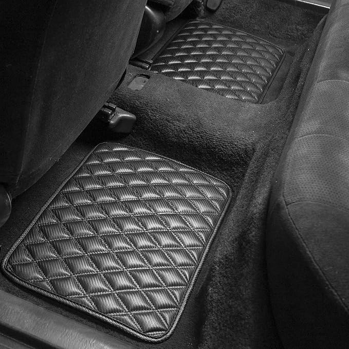 FH Group Floor Mats - Faux Leather Floor Mats for Cars, Universal Fit Automotive Floor Mats, All Purpose Car Floor Mats, PU Leather Protector Mat for Most Sedan, SUV, Truck Floor Mats Brown