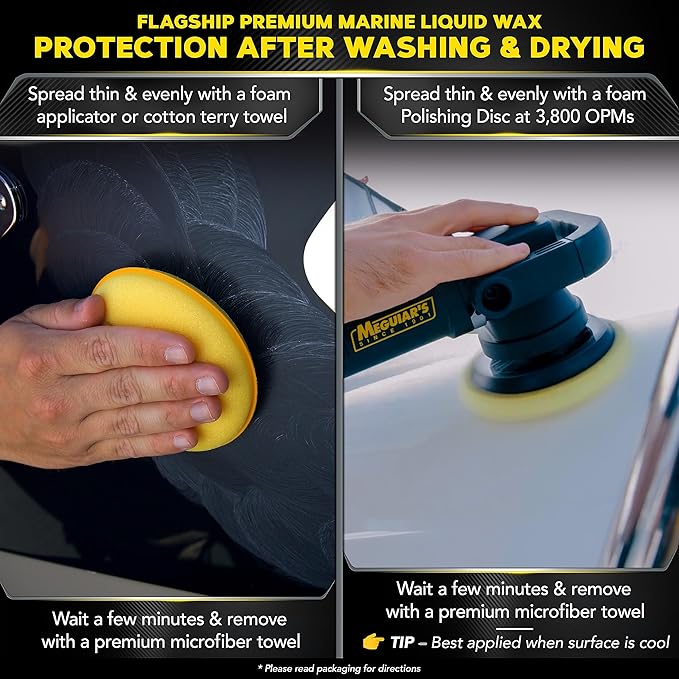 Meguiar's Boat & RV Wash & Wax Starter Kit - The Perfect Detailing Kit For Boats & RVs - Includes Wash, Wax, Water Spot Remover, Vinyl & Rubber Detailer and Cleaning Accessories