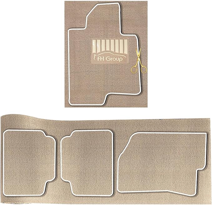 FH Group Car Floor Mats - DIY Ultra Waterproof Trimmable Non-Slip Vinyl Floor Mats, Solid Beige