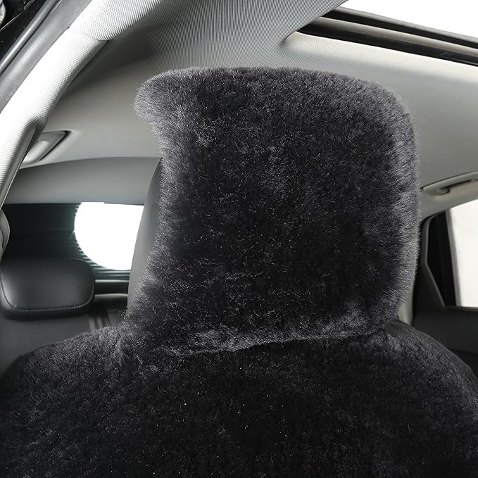 Natural Fur Sheepskin Universal car seat Covers for seat Cushion Auto Accessories, (Smoky Grey, Universal Fit)