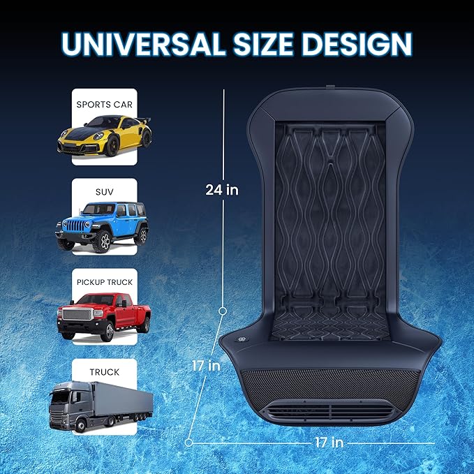 2025 Upgraded ICY Seat, Semiconductor Ventilated Cooling Car Seat Cover(Front Seat),12V-24V Cooling Car Seat Cushion with 3 Temp Modes,Universal Fit for SUV/Truck Accessories(Ice-Core Black)