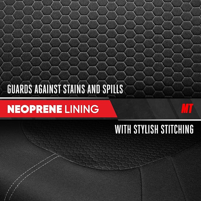 Motor Trend Honeycomb Polyester Seat Covers – Semi Universal Fit Front Seat Protector for Most Cars, Trucks, SUVs – Breathable Hex Design, Easy to Install, Black & Gray Car Seat Cover
