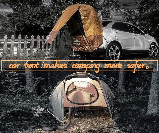 Hasika SUV Tailgate Tent - 2 Person Car Camping Awning, 3000mm Waterproof & UPF 50+ -Portable Hatchback Tent for Couples & Pet Owners, 2-Min Setup Road Trip Essentials Yellow