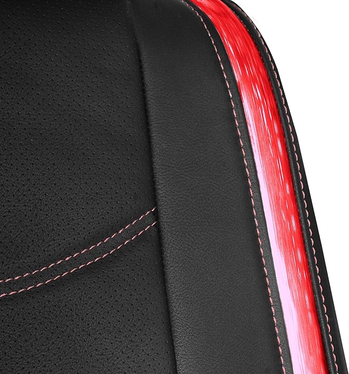 FH Group Full Set Faux Leather Car Seat Covers - Universal Fit, Low Back Front Seat Covers, Airbag Compatible, Split Bench Rear, Seat Cover for SUV, Sedan, Red