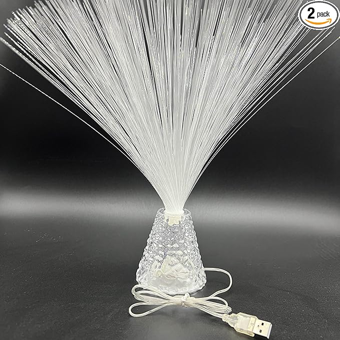 2pcs 14 inch Corded Fiber Optic Mood Novelty Lamps Lighting Lite with Color-Changing Crystals Base (2)