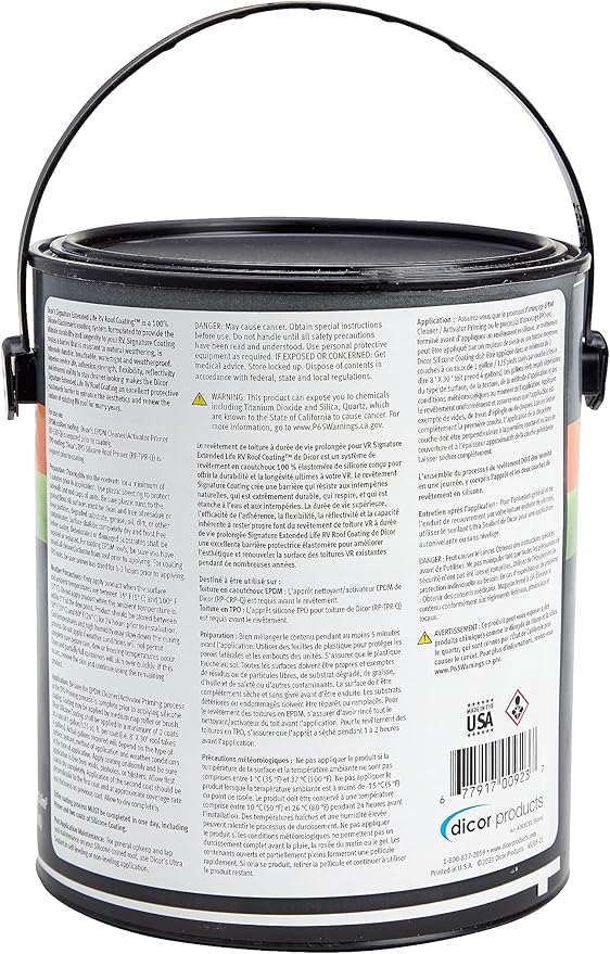 Dicor RP-SELRC-1 Signature Extended Life EPDM Rubber Roof Coating - White, 1 Gallon Can