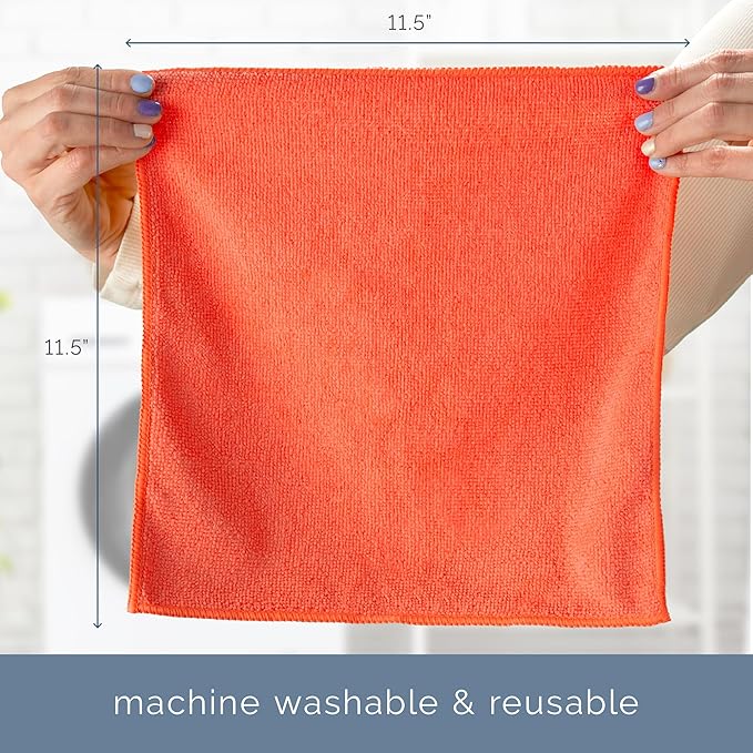 S&T INC. 200 Pack Microfiber Cleaning Cloth, Bulk Towels for Home, Reusable Microfiber Towels for Cars, Cleaning Rags, Assorted, 11.5 Inches x 11.5 Inches, 200 Count