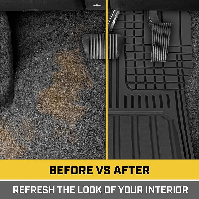 CAT® ToughLiner™ Black Car Floor Mat– Heavy-Duty Trim to Fit for Trucks, & SUVs – All-Weather Odorless Rubber Automotive Mat & SUV Floor Liners for Maximum Protection