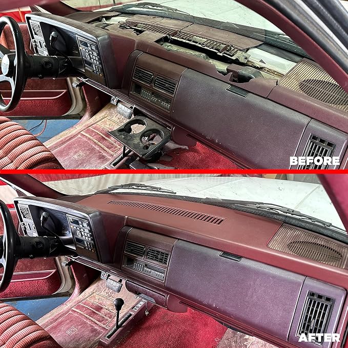 DashSkin Dash Cover Compatible with 1988-1994 C1500 C2500 C3500 K1500 K2500 K3500 Silverado Sierra Tahoe Yukon Suburban in Red - Hard Molded Plastic Dashboard Cap