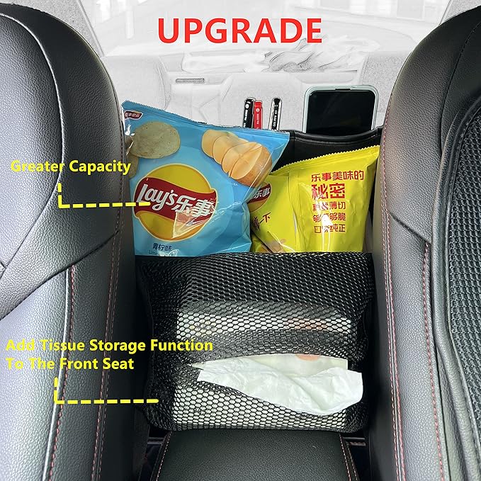 JEYODA Car Suede Seat Organizer High-capacity Seat Back Pouch Central Storage for Pickup SUVs Double-sided Tissue Storage Handbag Holder Car Accessories (Blue)