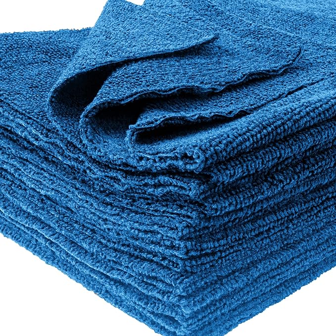 Eurow Ultrasonic Cut 300 GSM Microfiber Cleaning Towels, Streak-Free, Lint-Free, Ultra Absorbent, Scratch-Safe, for Auto Detailing, Home, Kitchen & Multipurpose Use, 16x16, 12-Pack, Blue