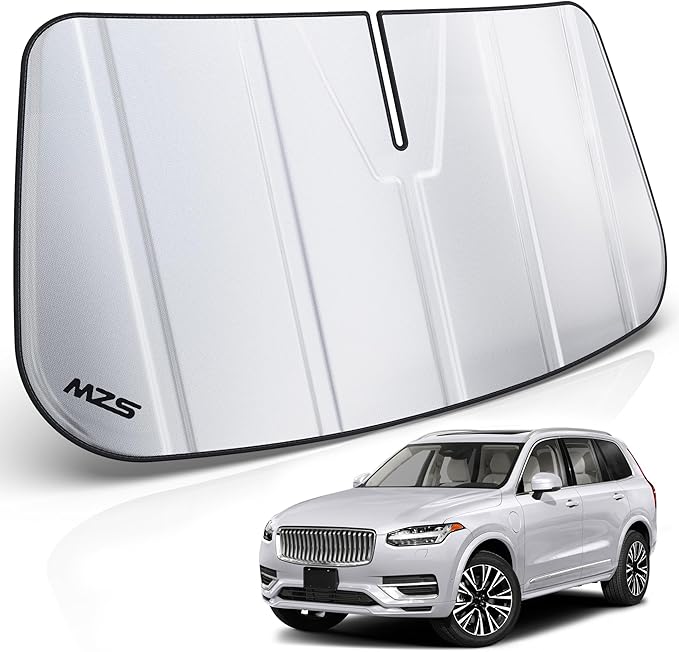MZS Windshield Sun Shade Compatible with XC90 2016-2026, Foldable Car Front Window Sunshade with Storage Pouch, Sun Visor Shield Accessories for Interior Protector