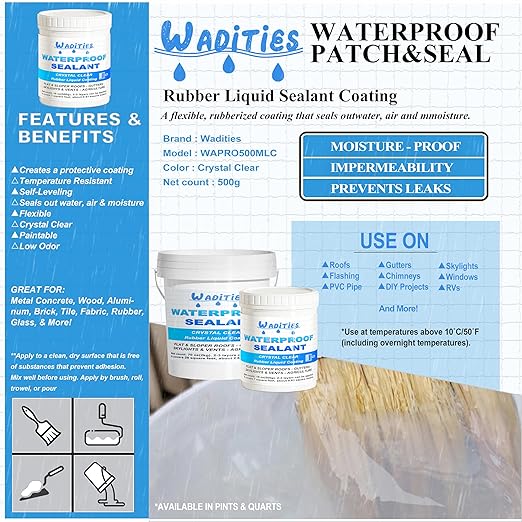 Invisible Waterproof Agent 500g(18oz), Wall Bathroom Roof Waterproof Coating, Transparent Repairing Leak Sealant for Indoor & Outdoor