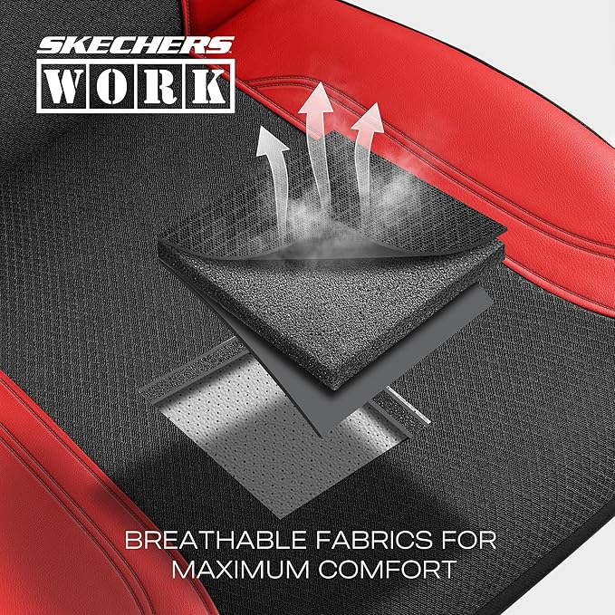 Skechers Car Seat Covers, Work Leather Seat Covers 5-Times Stronger Built-in Webbing, Oxford Fabric Seat Cover Full Sets, Airbag Compatible, Automotive Comfort for Cars, Trucks, SUVs,Red