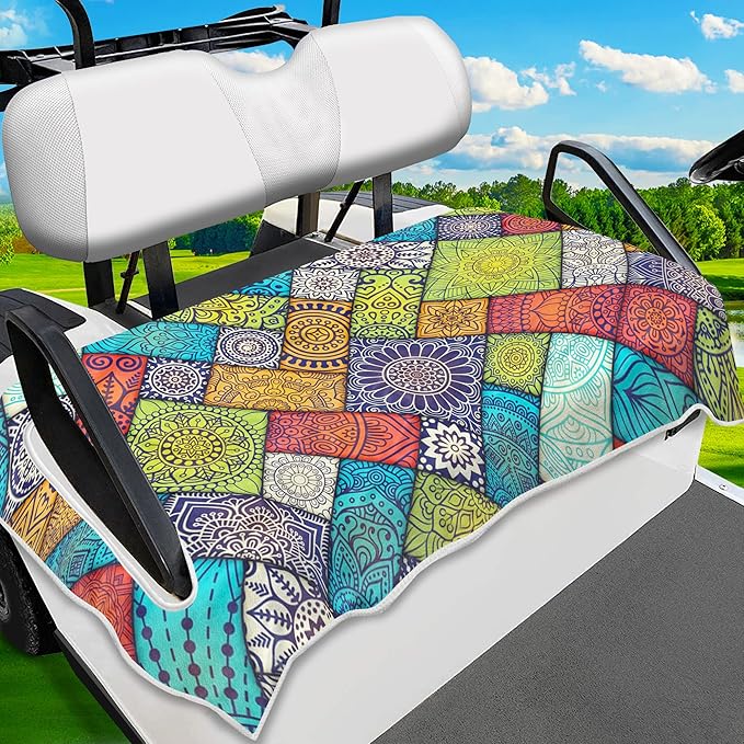 ENYORSE Golf Cart Seat Covers - Ethnic Style Golf Cart Towel Blanket for 2/4 Seater, Soft & Breathable Microfiber, Keeps Seats Cool & Comfortable, 51”x31”, Fits EZGO/Yamaha/Club Car
