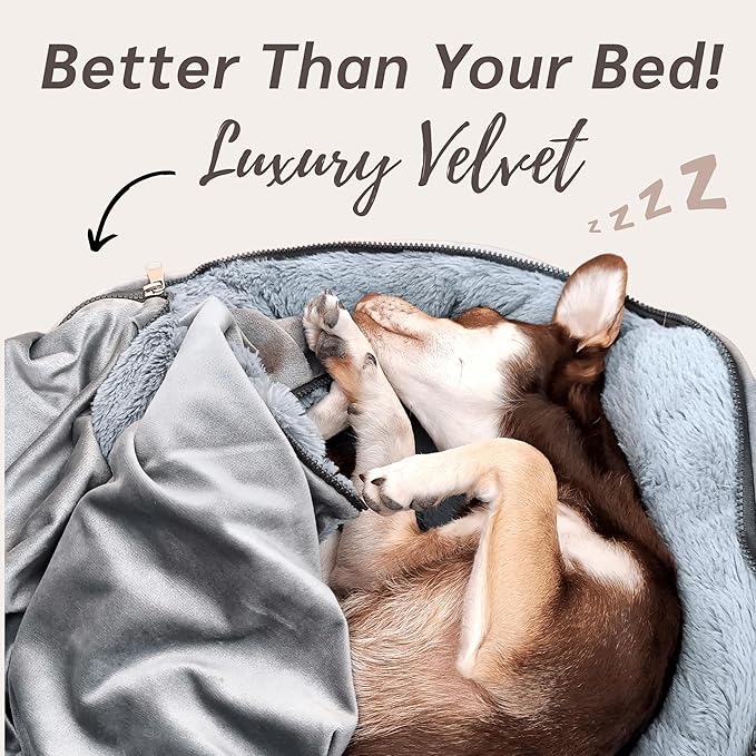 Orthopedic Dog Car Seat for Small Breeds - Original Calming Burrow Nest for Car Anxiety Relief - 6” Memory Foam Booster & Travel Bed - for Dogs Under 25lbs, Frenchie, Chihuahua