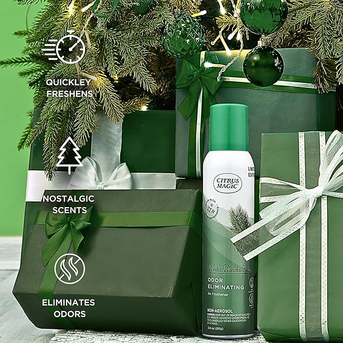 Citrus Magic Holiday Odor Eliminating Air Freshener Spray, Winter Wonder Green, 3-Ounce, Pack of 3
