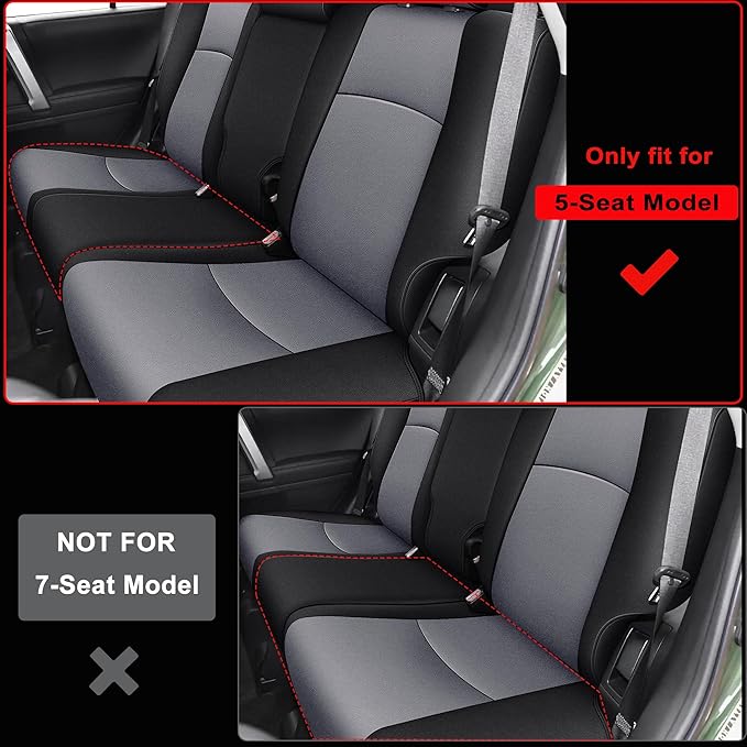 AOMSAZTO Custom Fit Seat Covers for Toyota 4Runner 2011-2024 Full Set Car Seats Cover for 4Runner Accessories Black&Grey(5 Seats Model Only)